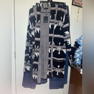 womens new small Fate Black and Gray Geometric Cardigan